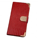 Luxury Lizard Diamond Wallet Leather Case for Apple iPhone 6 Plus Red style032