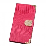 Luxury Lizard Diamond Wallet Leather Case for Apple iPhone 6 Plus Rose style036