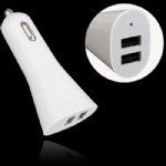 Dual USB Ports Car Charger with USB Cable for iPhone 5iPad Mini4iTouch 5 white Style007